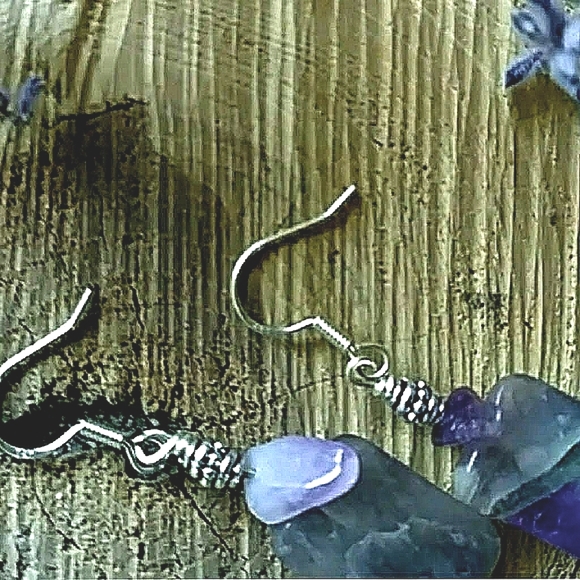 SALE💜 5*Rated ViM  RARE GREEN Streaked Faceted Dream Amethyst 925 Dangles - Picture 2 of 3